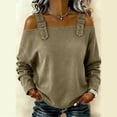 thumbnail image 2 of Baberdicy Long Sleeve Shirts for Women Women's Denim Shirts Lapel Collar Long Sleeve Button down Slim Fit Casual Tops, Khaki, Xxl, 2 of 6