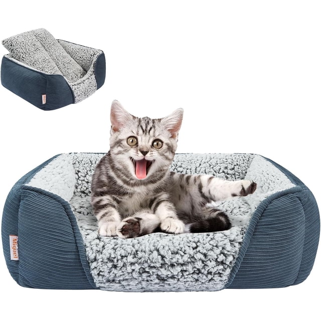 Washable Dog Bed with Removable Cushion for Medium Small Dogs Easy to Wash Pet Sofa Bed with Side Rectangle Bolster Cat Bed Calming Cuddle Puppy Bed Slip Bottom CM