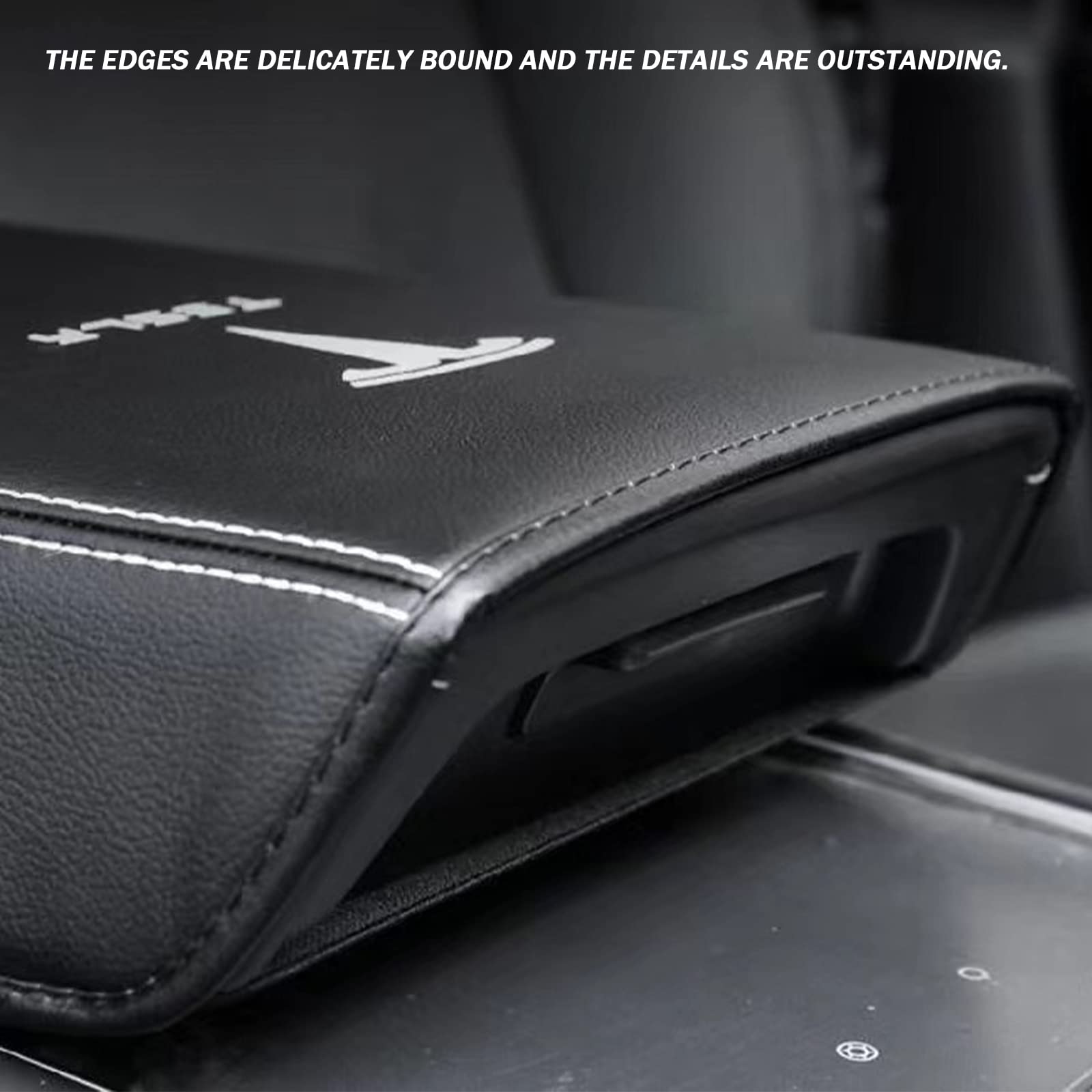 Center Console Cover for Tesla Model Y Model 3, Non-slip Armrest Cover for Tesla Model 3 Y Accessories, PU Leather Armrest Box Pad Protector (Black)