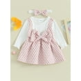 thumbnail image 2 of Wassery Baby Girls Princess Dress Big Bowknot Patchwork Crew Neck Long Sleeve Dress Fall Fashion Casual Dress Headband, 2 of 9