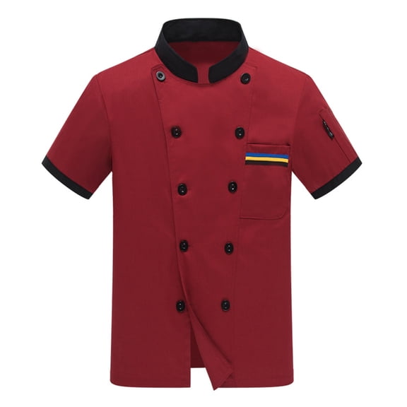 Chefs Coat Unisex Short Sleeve Classical Chefs Jackets Hotel Kitchen Restaurant Work Uniform with Double Breasted