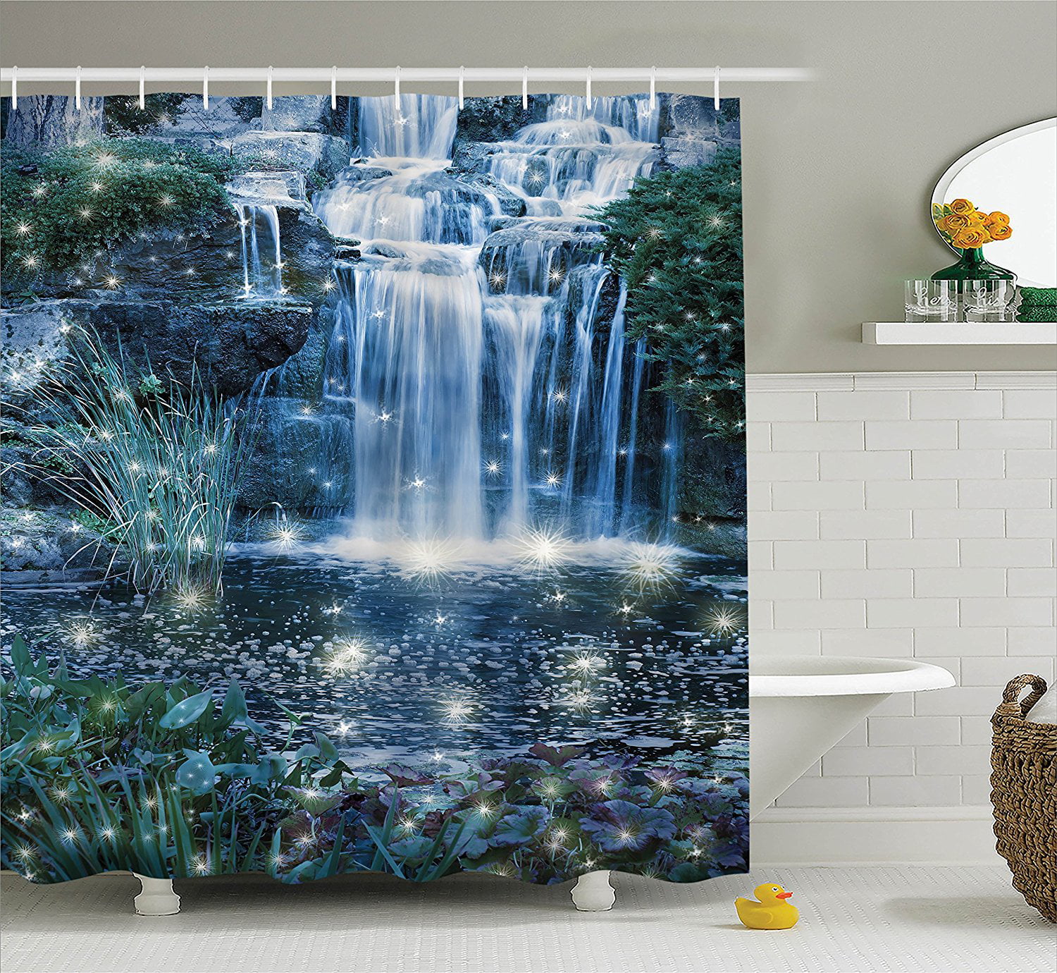 Details about   Shower Curtain Bathroom Decor Set Waterfall Landscape Printing Toilet Waterproof 
