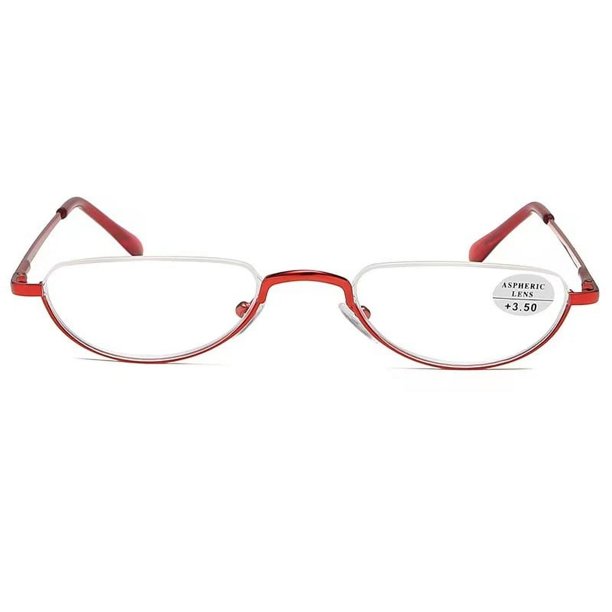 Gafas de lectura unisex de moda con montura superior de media altura y seda de pez, patas de resorte de resina HD de metal