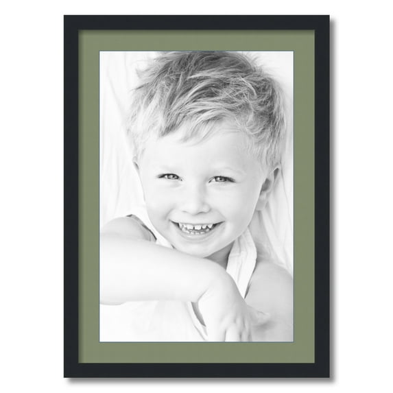 ArtToFrames 20x28 Matted Picture Frame with 16x24 Single Mat Photo Opening Framed in 1.25 Satin Black and 2 Basil Mat (FWM-3926-20x28)