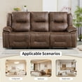 thumbnail image 6 of Bonzy Home Manual Recliner 3-Seat Sofa — 3-Seater Reclining Couch with Hidden Cup Holders & Vintage Rivet Mid-Century Design, Brown, 6 of 6