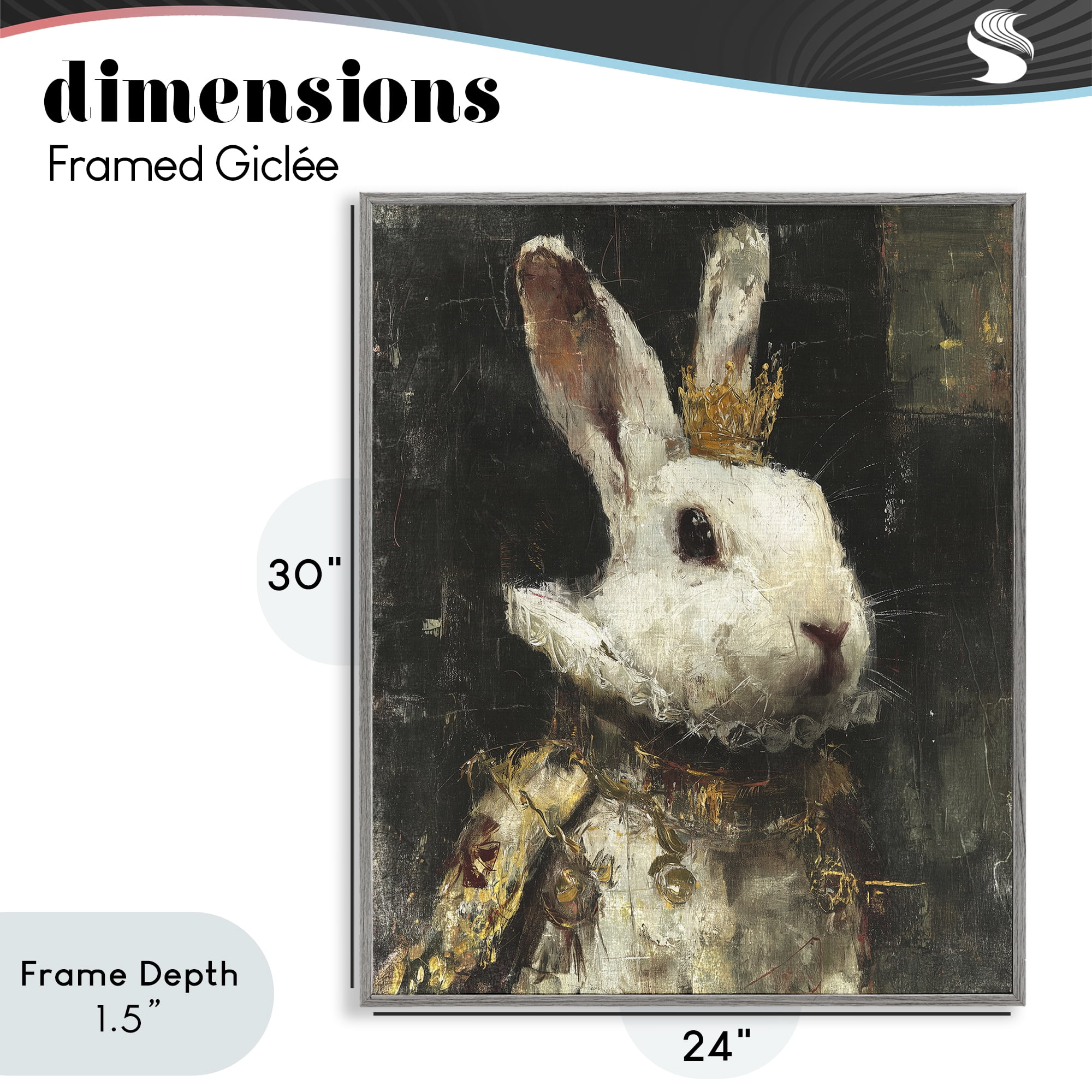 Stupell Industries Regal Hare Portrait Gray Framed Giclee Art, design by Svetlana Aleynikova
