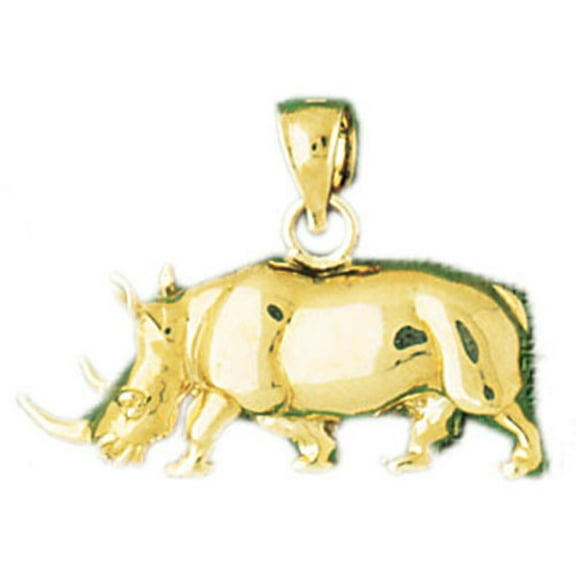 14K Yellow Gold Rhinoceros Pendant - 19 mm