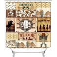 thumbnail image 2 of 4PCS Howdy Cowgirl Shower Curtain Sets with Rugs, Waterproof Fabric Pink Shower Curtain, Western Hat Boots Cow Skull Cactus Rainbow Funky 70S Floral Preppy Disco Y2K Groovy Bathroom Decor, 2 of 7