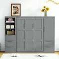 thumbnail image 2 of Velmero Unité Murale de Lit Escamotable Grand Gain de Place avec Garde-Robe Intégrée, Tiroirs de Rangement et Étagères – Solution Moderne Transformable pour Lit d'Appoint, Gris, 2 of 22