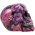 thumbnail image 2 of Ebros Day Of The Dead Fuschia Pink Metronome Floral Tattoo Sugar Skull Statue, 2 of 8