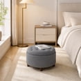 thumbnail image 3 of Darkgrey Round Ottoman with Storage and Reversible Tray, Upholstered Wood Footrest Coffee Table for Living Room, Bedroom, Entryway-25 Inch, 3 of 10