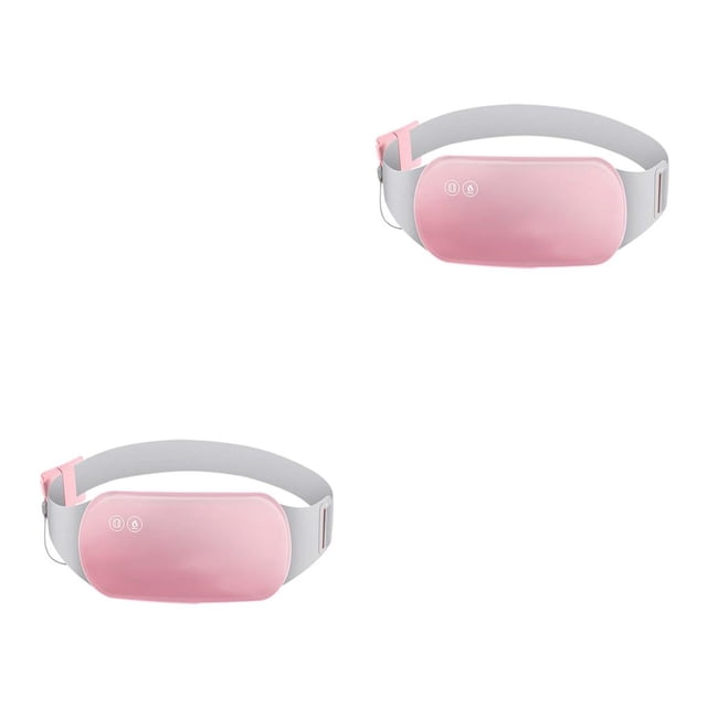 Transemion Belts Heated Electronic Convenient Safety Warm Heating Waist Thin Health Care Lower Back Vibration Massage Pink Three Heat Pack 2Set