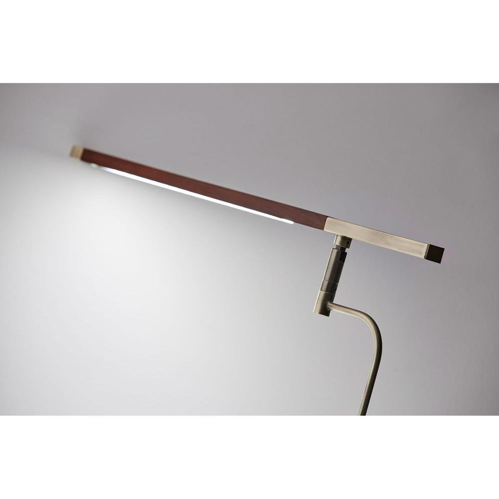 Adesso Barrett 50.5-62.5" Adjustable 3-WayTouch LED Walnut Wood & Brass Floor Lamp