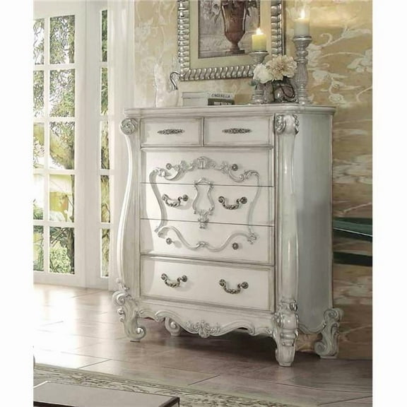 47 x 22 x 55 in. Wood Chest, Bone White