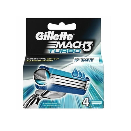 Gillette Mach3 Turbo Refill Blade Cartridges, 4 count
