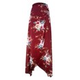 thumbnail image 2 of Falda Larga Con Estampado Floral De Mujer Ropa De Verano Falda Con Abertura Con Cordones, Rojo Vino, M Eigraketly AP001656-06, 2 of 7