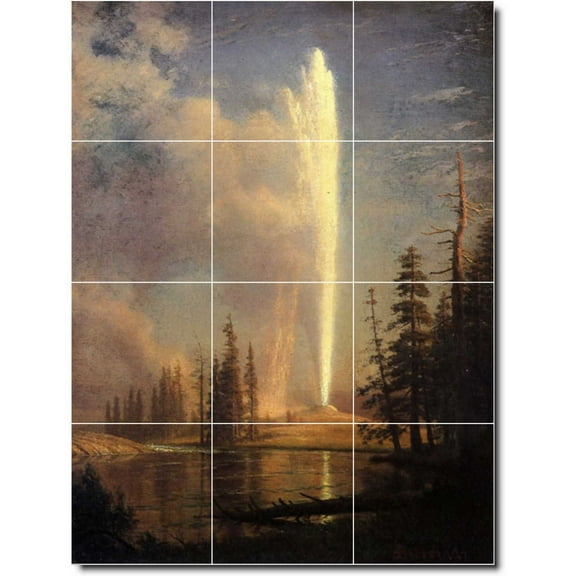 Ceramic Tile Mural-Albert Bierstadt Country Painting 14. 12.75" w x 17" h using (12) 4.25 x 4.25 ceramic tiles