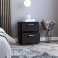 thumbnail image 4 of 2 Drawers Bedroom End Table, Black - Modern Compact Side Table With Metal Handles In Space Saving, 4 of 4