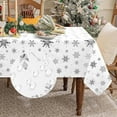thumbnail image 1 of Christmas Tablecloth 60×84 Inch Rectangular, Silver Foil Print Snowflake Christmas Table Cloth Washable, Waterproof White Table Cover for Party Dinner Christmas Decorations, 1 of 1
