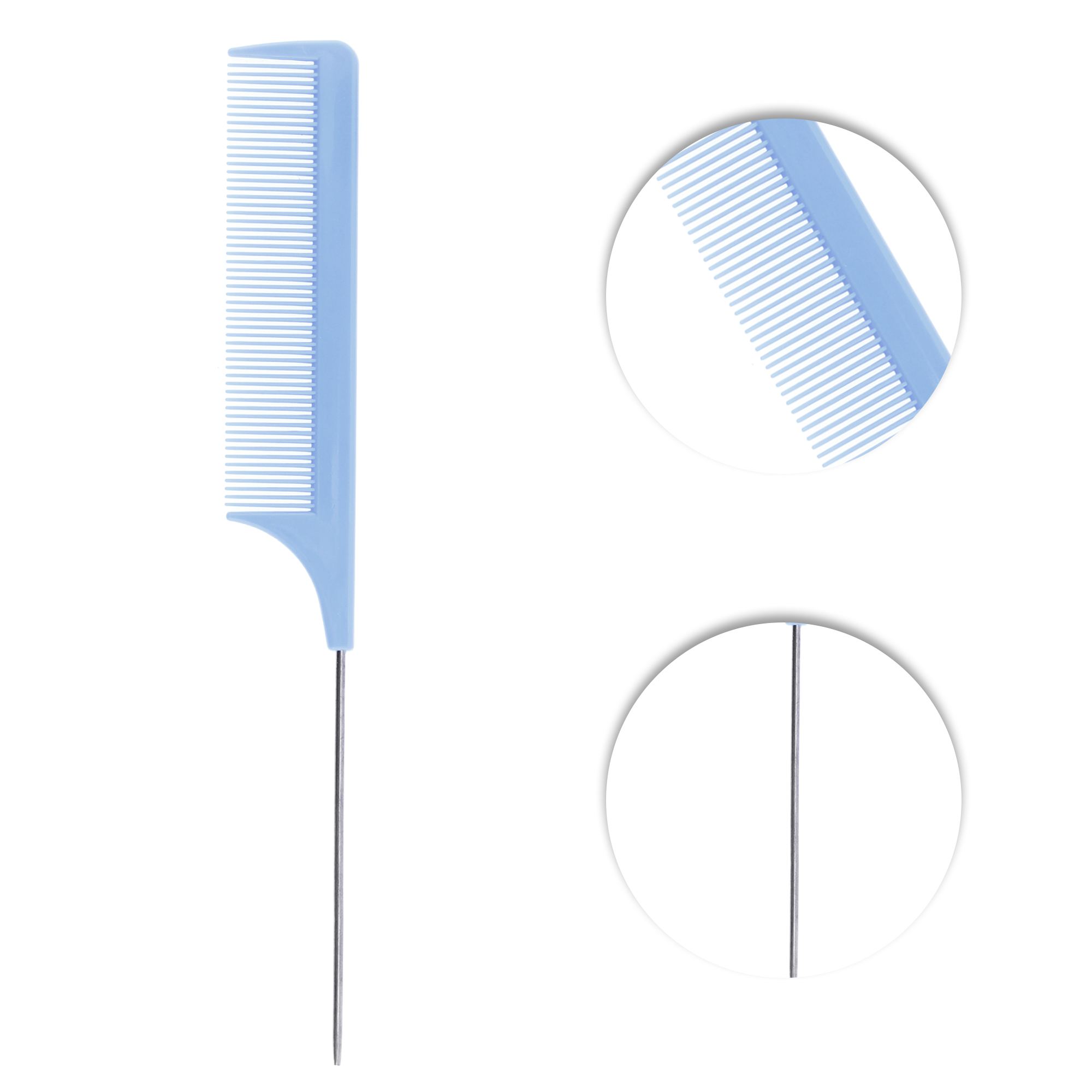Unique Bargains 3Pcs Women Durable Rat Tail Comb Sky Blue