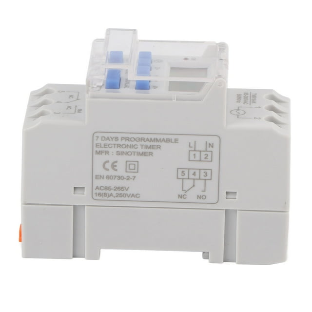 16A 85-265V AC Digital Timer Switch with LCD Display - 16 Daily ON/OFF Programs, 7-Day Programmable, 24-Hour Countdown Function, Manual Control, CR2032 Battery Backup & 35mm DIN Rail Mount for Home