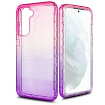 for Samsung Galaxy S21 FE Glitter Bling Full Body Built In Screen Protector Case Phone Case PU Shock Bumper Scratch Guard Skin Wrap Slim Cover