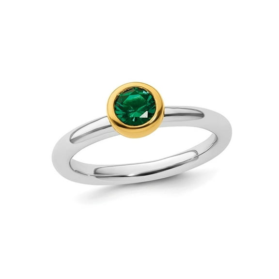 Gem & Harmony 1/2 Carat (Ctw) Lab-Created Emerald Ring in Sterling Silver for Women