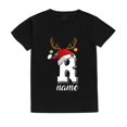 thumbnail image 1 of Camiseta personalizada de Navidad para niños, inicial con nombre, ropa para niños, Tops, trajes de fiesta de Navidad para niños y niñas, camiseta de vacaciones para niños, 1 of 4