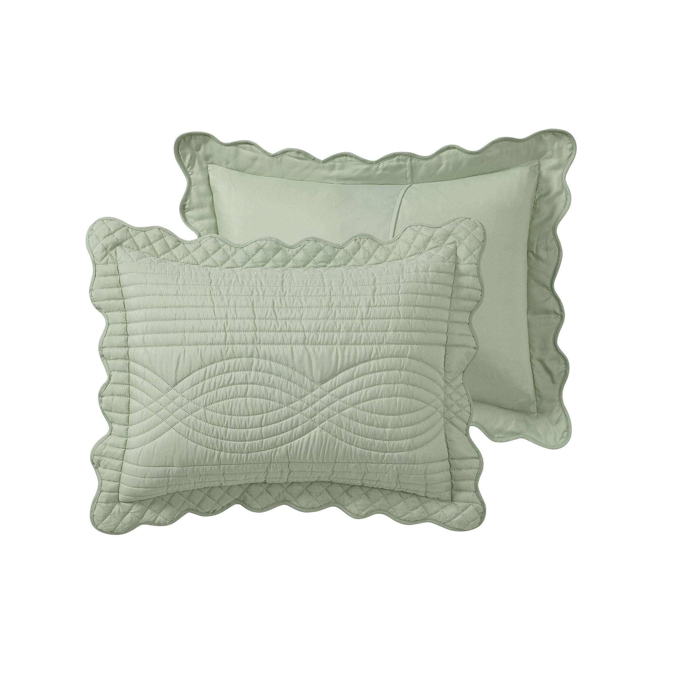 VCNY Home Green Scallop 2-Piece Adult Microfiber Quilt Set, Twin