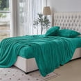 thumbnail image 6 of Elegant Comfort 4-Piece Velvet Plush Flannel Sheet Set Velvet Flannel Fleece Deep Pocket Sheet Set - Full, Turquoise, 6 of 6
