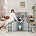 thumbnail image 4 of Homewish Southwestern Aztec Geometric Full Size Comforter Sets,Retro Rhombus Stripe Bedding Comforter Set,Gray Beige Teal Bedding Sets For Boys Kids,Microfiber Bedroom Decor Reversible,3-Piece, 4 of 8