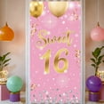 thumbnail image 2 of Pink Theme Happy 16th Birthday Banner Gold Glitter Sweet 16 Banner Decor Star Pattern 16th Birthday Party Banner for Sweet 16 Party Teen Birthday Celebration Girls Party, 2 of 9