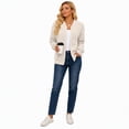 thumbnail image 4 of Women's Bomber Jacket Zip Up Knit Baseball Coat Long Sleeve Loose Fit Casual Jacket with Pockets Soft Stretchy Outerwear for Fall Spring Daily Wear, 4 of 7