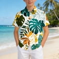 thumbnail image 4 of Boys Hawaiian Shirt Short Sleeve Floral Button Down Shirts Tropical Holiday Beach Top Vacation Clothes 6-12 Months 12-24 Months 2t 3t 4t 5t 6t 7t 8t 9t Children Green 3-4 Years, 4 of 6
