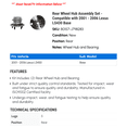 thumbnail image 2 of Rear Wheel Hub Assembly Set - Compatible with 2001 - 2006 LS430 Base 2002 2003 2004 2005, 2 of 2