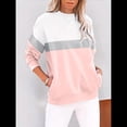 thumbnail image 4 of Sudadera Informal de Larga con Bloques de Color para Mujer, Cuello Redondo, Corte Holgado y Bolsillos. Rosa L, 4 of 6