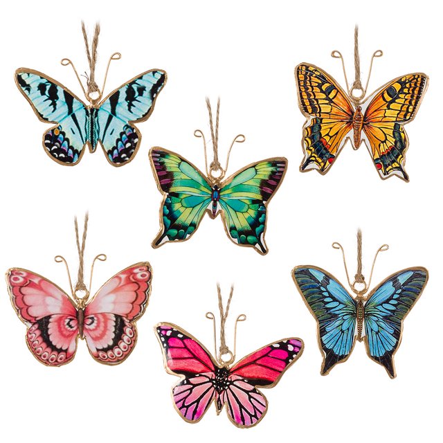 Ensemble de 6 Ornements de Papillons Colorés Assortis
