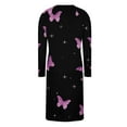thumbnail image 5 of SuTry Women's Fall Loungewear Elegant Print V-Neck Long Sleeved Comfy Slim Fitting Mid Length Nightgown for Suitable for Lounging(Black#2,S), 5 of 6