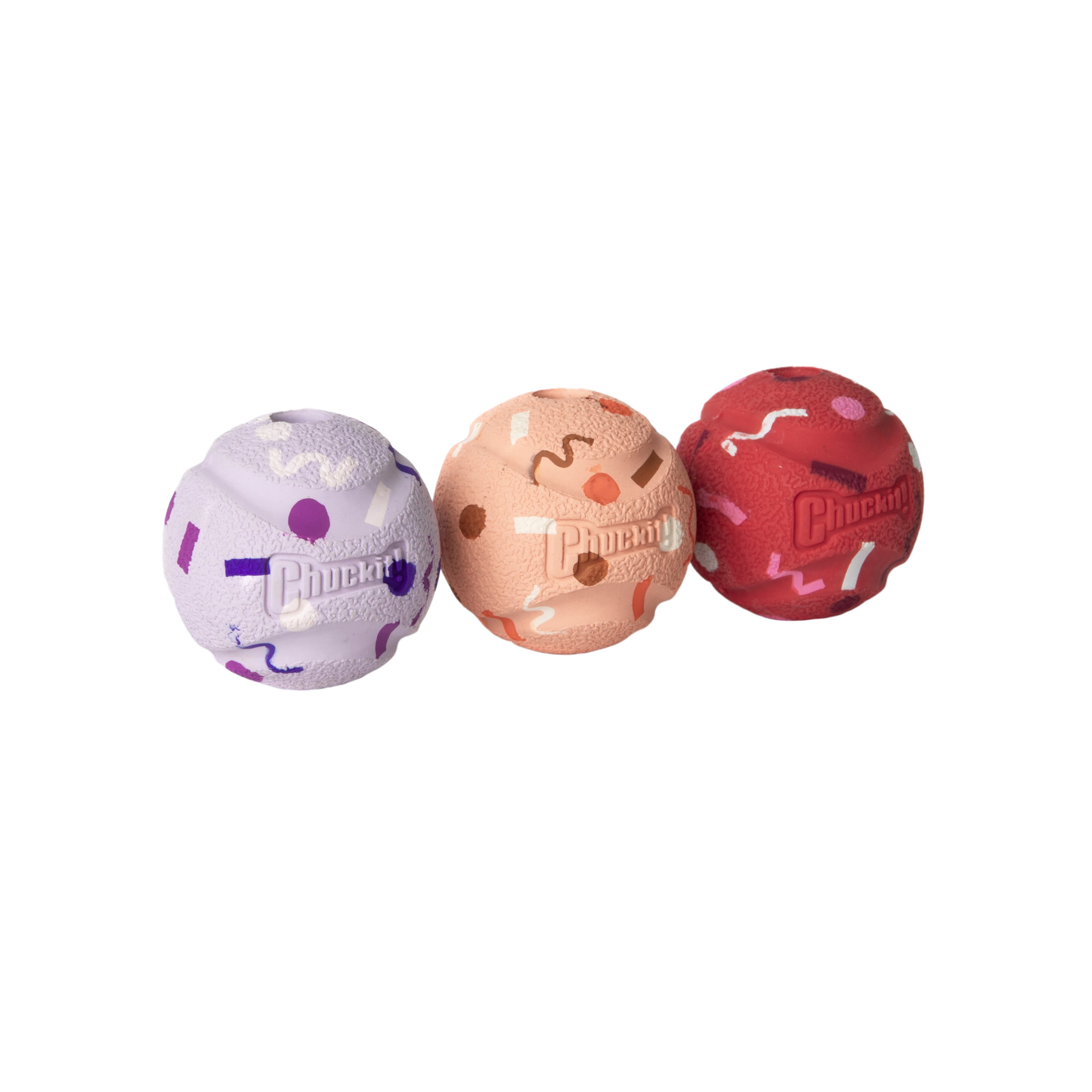 Chuckit! Birthday Fetch Medley Dog Balls, Small 2", Pack of 3 – Birthday‑Scented Rubber Fetch Toys for Dogs Up to 20 lb
