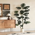 thumbnail image 3 of 6FT Realistic Artificial Monstera Deliciosa Plant in Pot - UV Resistant Bendable Stems - Weighted Ceramic Base - Zero Maintenance Faux Floor Tree - Color: 6FT, 3 of 8