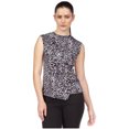 thumbnail image 1 of Michael Kors Womens Animal Print Cold Shoulder Blouse, Black, Petite, P/PS, 1 of 1