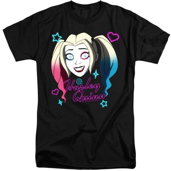 Harley Quinn Animated Series Harley Head Unisex Adult Tall T Shirt (2X-Large) Black