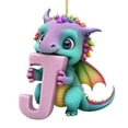thumbnail image 2 of Honeeladyy Personalized Dinosaur Christmas Ornament 26 Letters Hanging Pendant Ornaments 2024 Plastic Initial Monogram Xmas Tree Decorations with Hanging Rope Unique Customized Fun Gift for Kids (J), 2 of 4