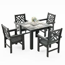 5 Piece HDPE Outdoor Dining Set For 4 With Square Table (Gray, 5 Piece Square Set)