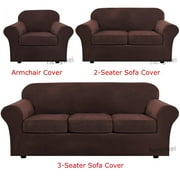 TOPCHANCES Velvet Plush Sofa Covers, Armchair Loveseat Couch Slipcover with Separate Cushion Cover (Brown, For Armchair )