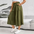 thumbnail image 7 of Besolor Wide Leg Capri Pants for Women Drawstring Elastic High Waisted Pant Casual Loose Loungewear Capris Trousers with Pockets, 7 of 7