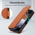 thumbnail image 3 of Feishell Wallet Case for Samsung Galaxy Z Fold 6, Premium PU Leather Magnetic Closure Flip Kickstand Folio Case with RFID Blocking Credit Card Slots Shockproof Phone Cover with Wrist Strap,Brown, 3 of 9