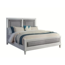 American Woodcrafters Dunescape 79"W Wood King Upholstered Bed in White