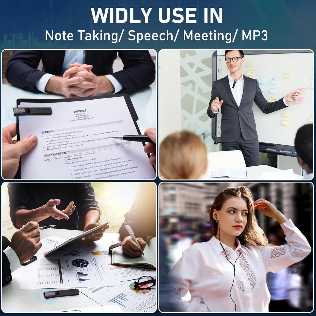 64GB Digital Voice Recorder - Bluetooth Playback, 3072KBPS Voice Activation, Password Protection - Ideal for Lectures, Meetings, Interviews.
