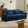 thumbnail image 3 of FFH 93.7" Loveseat Sofa, Oversized Cloud Sectional Couches for Living Room, Tufted 2 Seater Sofa with Deep Seat and Bolstered Armrests (Velvet Dark Blue, 2 Seater), 3 of 11